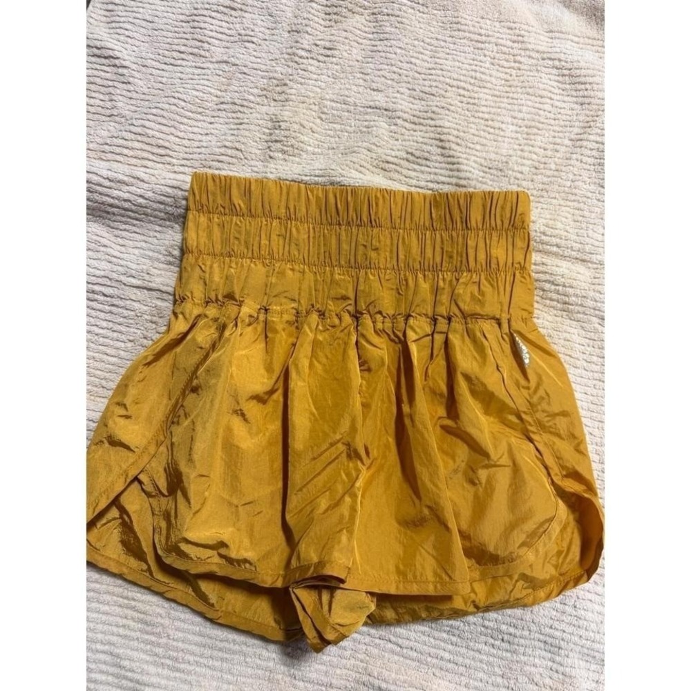 FP Movement The Way Home Shorts Mustard Yellow High Waisted Running Shorts Small